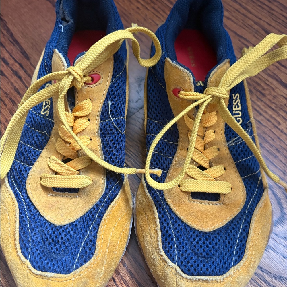 Retro GUESS Blue and Yellow Mesh & Suede Sneakers